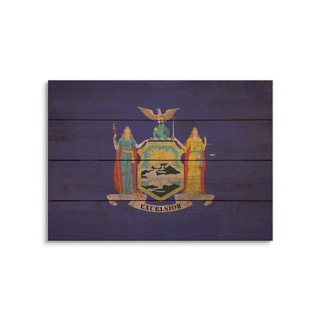 WILE E. WOOD 20 x 14 in. New York State Flag Wood Art FLNY-2014